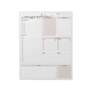 Daily To Do Planner Organiser monogram Notepad