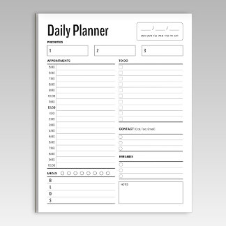 Daily Work Planner Notepad