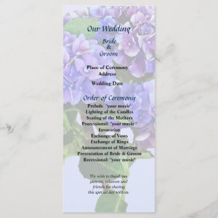 Dainty Blue Hydrangea Wedding Program