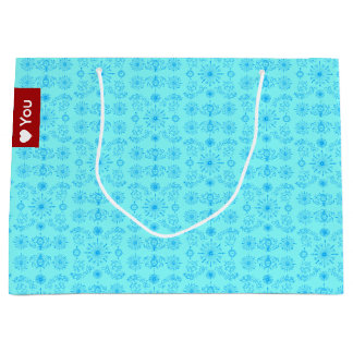 Dainty Blue on Teal Large Gift Bag