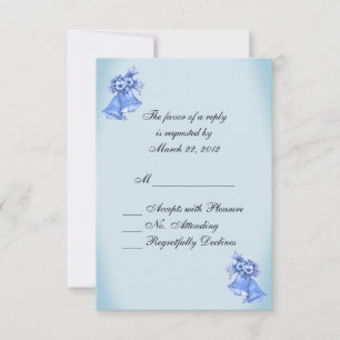Dainty Blue Wedding Bells RSVP Card