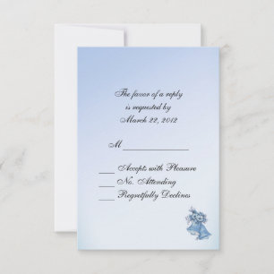 Dainty Blue Wedding Bells RSVP with Entrees Card