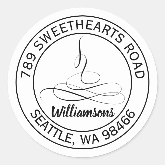 Dainty Calligraphy Wedding Round Address Sticker (Front)