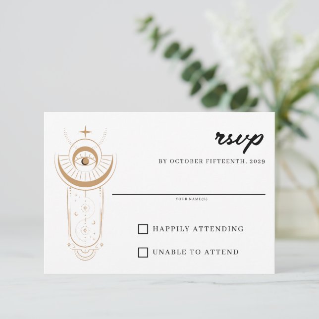 Dainty Celestial Wedding RSVP Card (Standing Front)