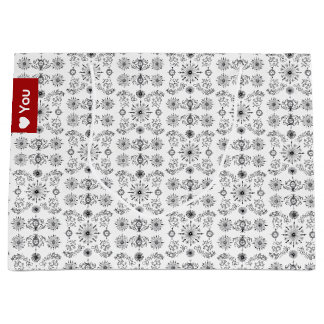 Dainty Charcoal and Crème Motif Large Gift Bag
