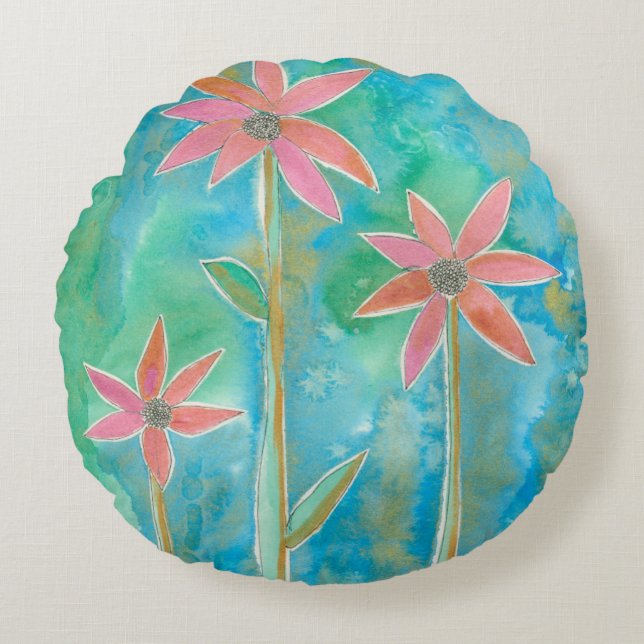 Dainty Daisies III Round Cushion (Front)