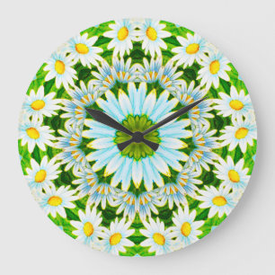 Dainty Daisy Delightful Fractal Large Clock
