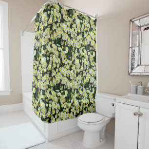 Dainty Daisy Flower Buttons, Shower Curtain