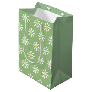 Dainty Daisy Gift Bag (Sage Green & White)