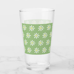 Dainty Daisy Glass Tumbler (Sage Green & White)