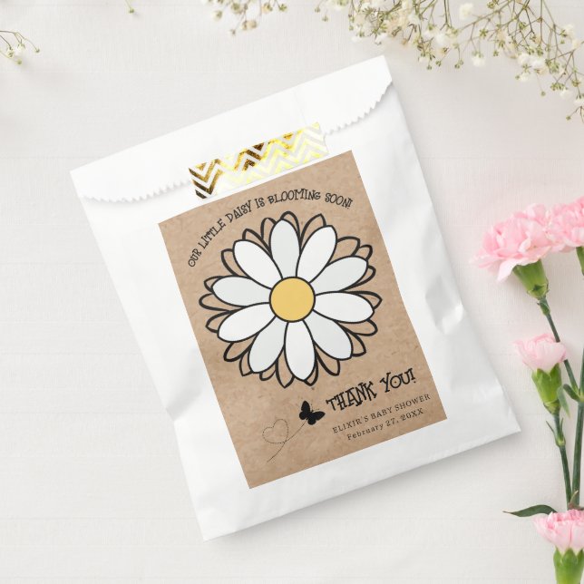 Dainty Daisy Minimalist Craft Baby Shower Favour Bag (Sealed)