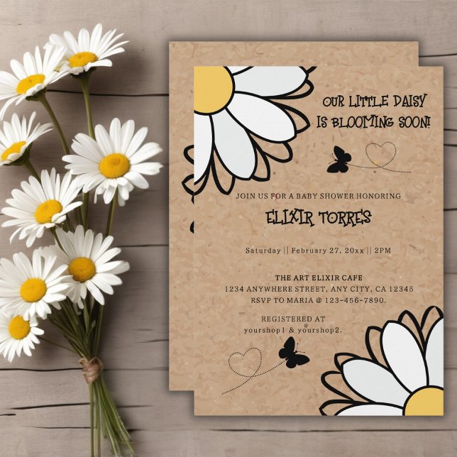 Dainty Daisy Minimalist Craft Baby Shower Invitation (Creator Uploaded)