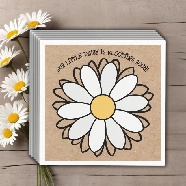 Dainty Daisy Minimalist Craft Baby Shower Napkin (Creator Uploaded)