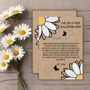Dainty Daisy Minimalist Craft Baby Shower Thank You Card