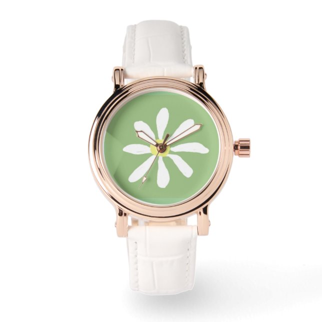 Dainty Daisy Watch (Sage Green & White) (Front)