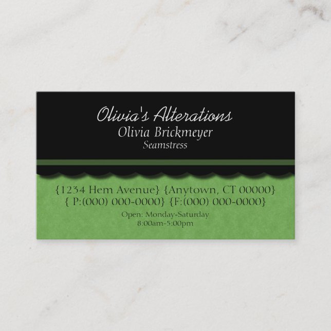 Dainty Diva Business Card, Lime Green Business Card (Front)