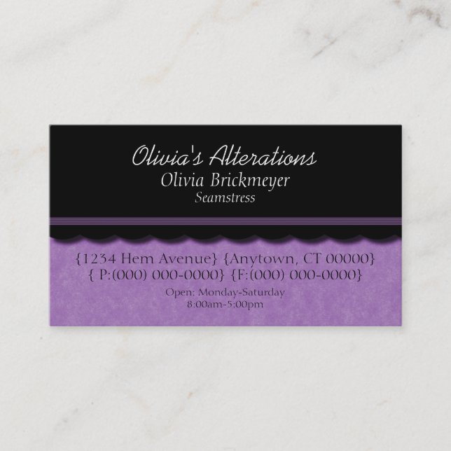 Dainty Diva Business Card, Soft Lavender Card (Front)