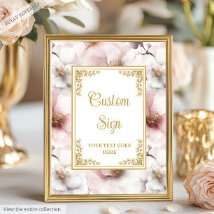 Dainty dusty pink flowers with gold accents 8x10 poster