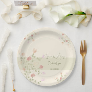 Dainty Floral Art Accented Paper Plate