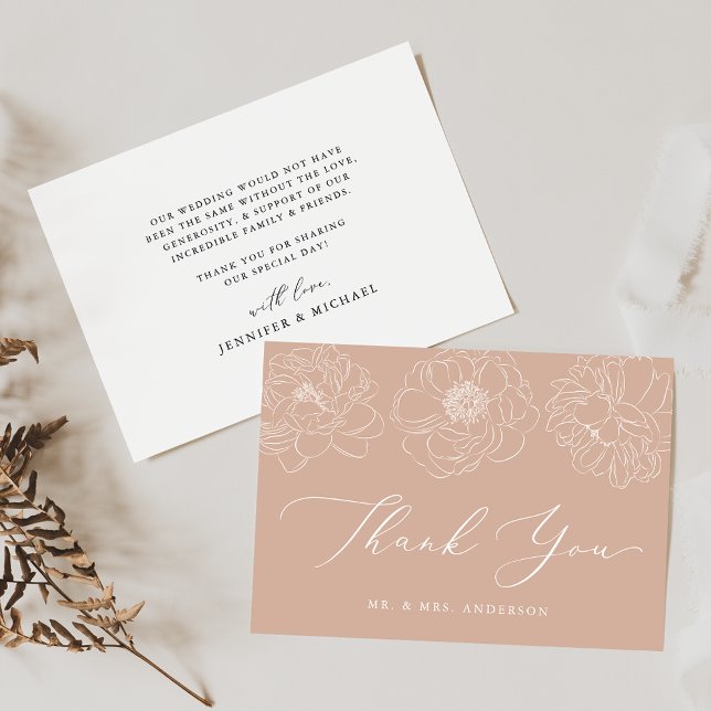 Dainty Floral Blushed Terracotta Wedding Thank You Card (Creator Uploaded)
