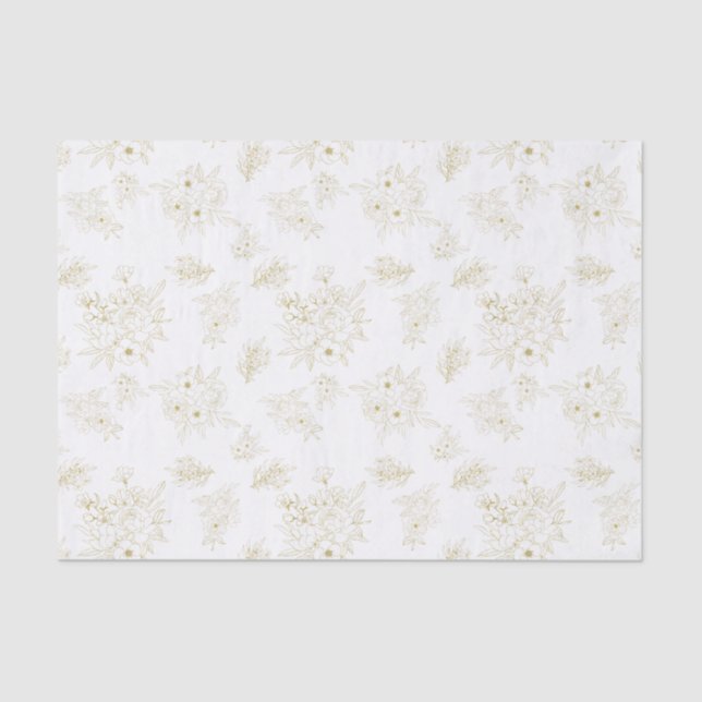 Dainty Floral Bouquet Botanical Art Pattern Tissue Paper (Front)