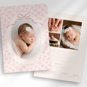 Dainty Floral Coquette Photo Birth Announcement