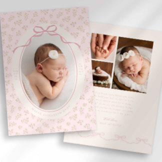 Dainty Floral Coquette Photo Birth Announcement