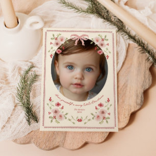 Dainty Floral Frame Christmas Photo Holiday Card