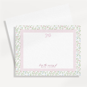 Dainty Floral Gingham Nursery Note Card