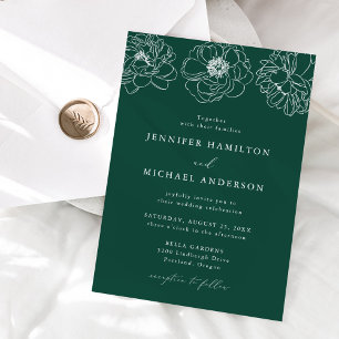 Dainty Floral Green Wedding Invitation
