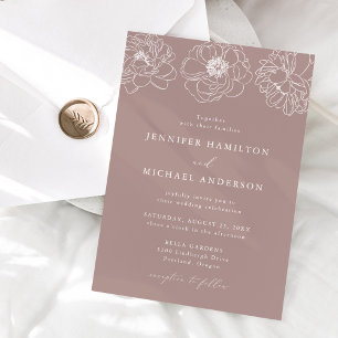 Dainty Floral Mauve Wedding Invitation