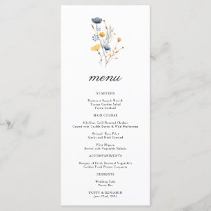 Dainty Floral Wildflower Wedding Menu