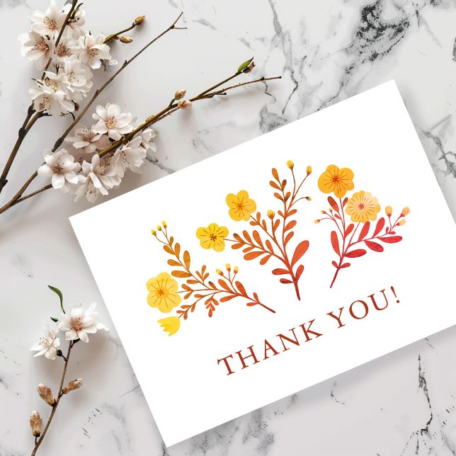 Dainty Florals Elegant Minimalist Custom  Thank You Card (Dainty Florals Elegant Minimalist Custom Thank You Card
)