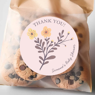 Dainty Florals Elegant THANK YOU BABY SHOWER Classic Round Sticker