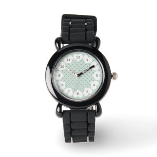 Dainty Green Polka Dots Pattern on a Lighter Green Watch