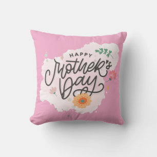 Dainty Happy Mother's Day Script Calligraphy Greet Cushion