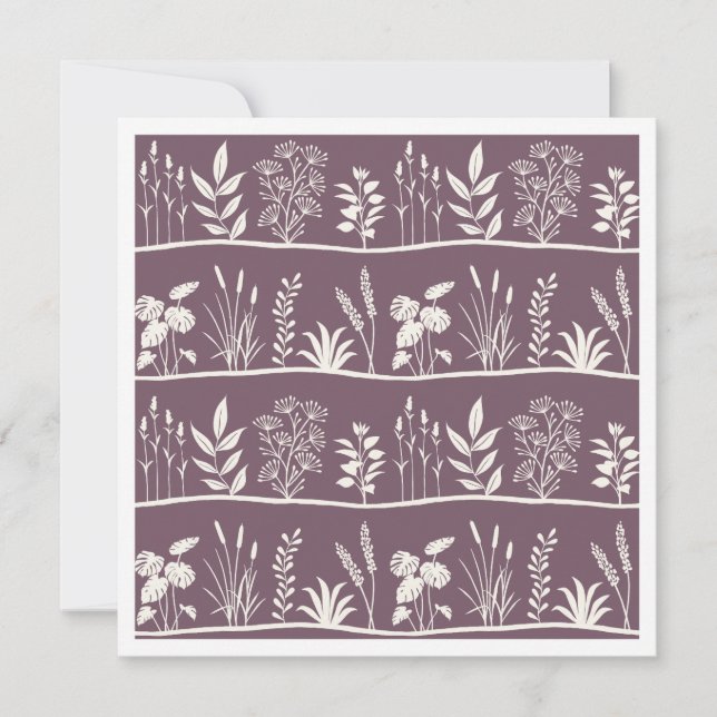 Dainty Meadow Minimalist Botanical Silhouette Plum Card (Front)