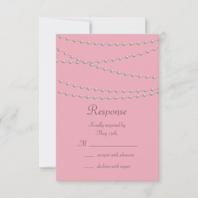 Dainty Pearls on Pink RSVP (Front)