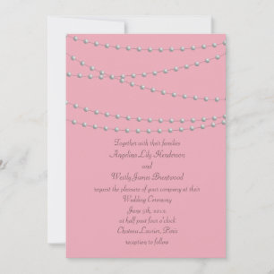 Dainty Pearls on Pink Wedding Invitation