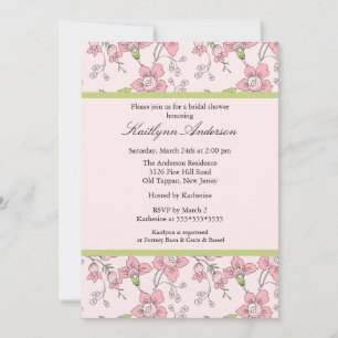Dainty Pink Floral Bridal Shower Invitation