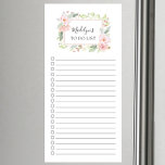 Dainty Pink Floral To Do List Magnetic Notepad<br><div class="desc">Lined and checkmark box market shopping list design featuring a watercolor delicate pink flower leafy frame personalised with your name.</div>