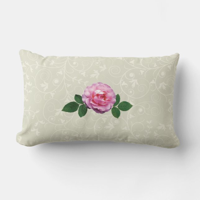 Dainty Pink Rose Lumbar Cushion (Front)