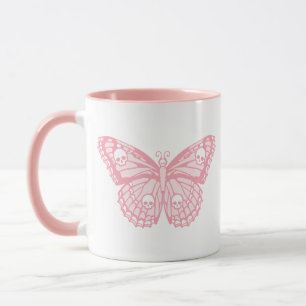Dainty Pink Skull Butterfly Mug