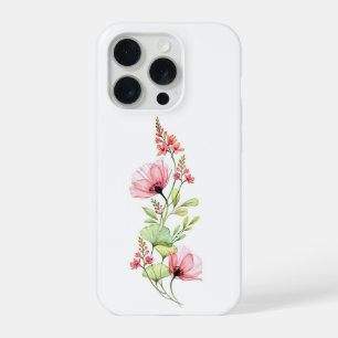 Dainty Pink Watercolor Wildflowers Botanical Patte iPhone 15 Pro Case