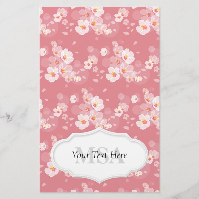Dainty Plum Blossoms Stationery (Front)