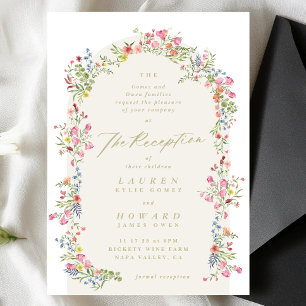 dainty romantic floral arch spring garden wedding invitation