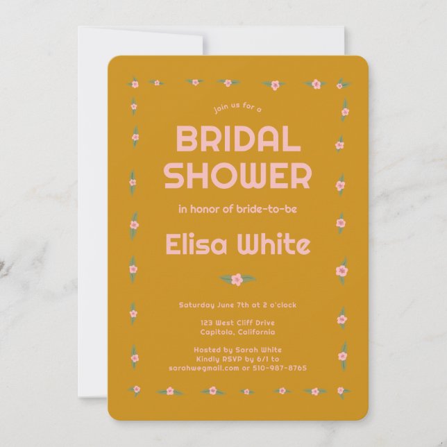 Dainty Roses Handmade CUSTOM Bridal Shower  Invitation (Front)