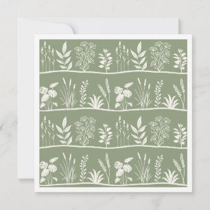 Dainty Sage Green Minimalist Botanical Silhouette Card
