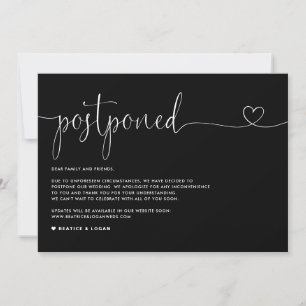 Dainty Script Black Wedding Postponement Announcement