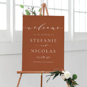 Dainty Script Simple Navy Blue Wedding Welcome Pos Poster